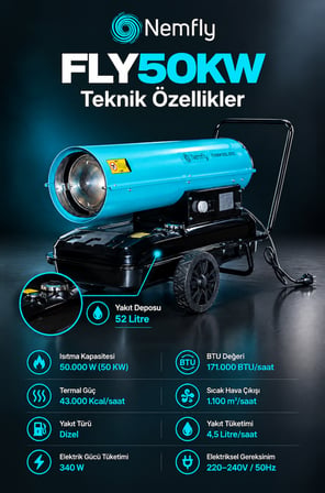 FLY50 Kw Dizel Fanlı Endüstriyel Isıtıcı