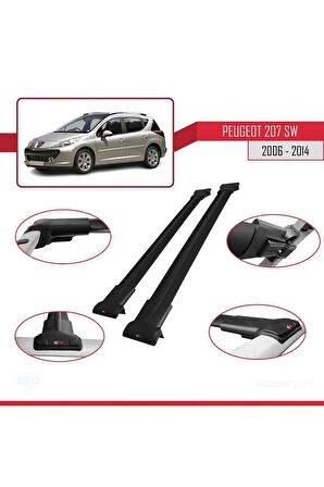 Peugeot 207 SW 2006-2014 Arası ile Uyumlu FLY Model Ara Atkı Tavan Barı SİYAH