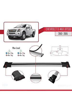 Chevrolet D-Max (RT50) 2012-2015 Arası ile Uyumlu FLY Model Ara Atkı Tavan Barı GRİ