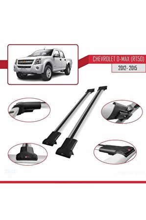 Chevrolet D-Max (RT50) 2012-2015 Arası ile Uyumlu FLY Model Ara Atkı Tavan Barı GRİ