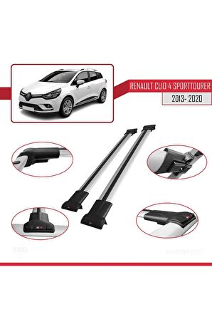 Renault Clio SPORT TOURER 2013-2020 Arası ile Uyumlu FLY Model Ara Atkı Tavan Barı GRİ