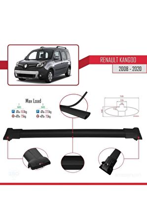 Renault Kangoo 2008-2020 Arası ile uyumlu FLY Model Ara Atkı Tavan Barı SİYAH