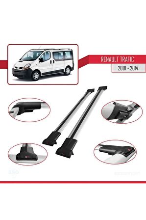 Renault Trafic 2001-2014 Arası ile uyumlu FLY Model Ara Atkı Tavan Barı GRİ