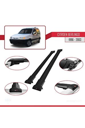 Citroen Berlingo 1996-2003 Arası ile uyumlu FLY Model Ara Atkı Tavan Barı SİYAH