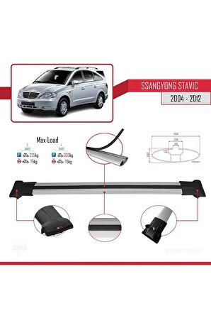 Ssangyong Stavic 2004-2012 Arası ile uyumlu FLY Model Ara Atkı Tavan Barı GRİ 3 ADET BAR