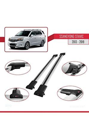 Ssangyong Stavic 2013-2019 Arası ile uyumlu FLY Model Ara Atkı Tavan Barı GRİ