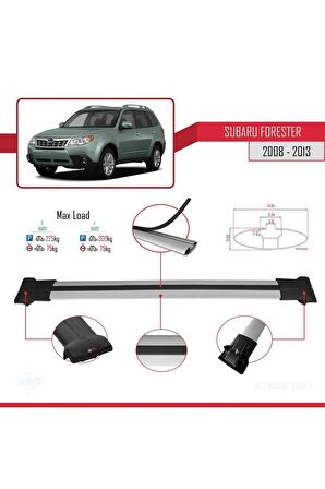 Subaru Forester 2008-2013 Arası ile Uyumlu FLY Model Ara Atkı Tavan Barı GRİ 3 ADET BAR