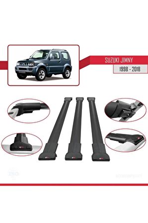 Suzuki Jimny 1998-2018 Arası ile Uyumlu FLY Model Ara Atkı Tavan Barı SİYAH 3 ADET BAR