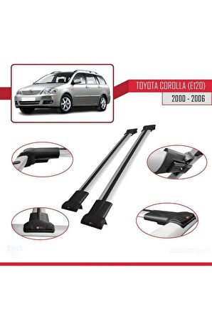 Toyota Corolla (E120) 2000-2006 Arası ile Uyumlu FLY Model Ara Atkı Tavan Barı GRİ