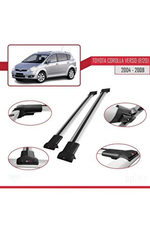 Toyota Corolla Verso (E120) 2004-2008 Arası ile Uyumlu FLY Model Ara Atkı Tavan Barı GRİ