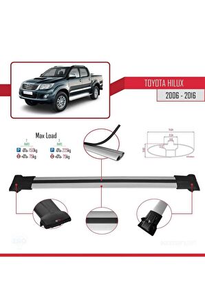 Toyota Hilux 2006-2016 Arası ile uyumlu FLY Model Ara Atkı Tavan Barı GRİ