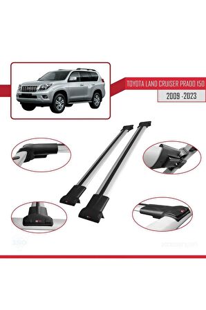 Toyota Land Cruiser Prado (J150) 2009-2023 Arası ile Uyumlu FLY Model Ara Atkı Tavan Barı GRİ