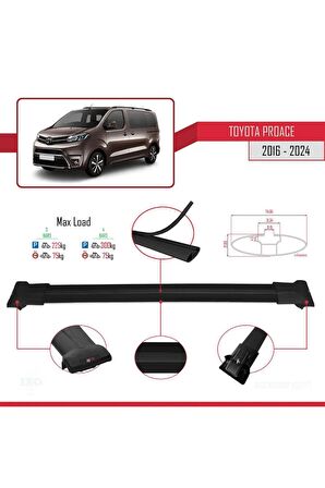 Toyota Proace 2016 ve Sonrası ile uyumlu FLY Model Ara Atkı Tavan Barı SİYAH 4 ADET BAR