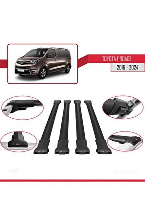 Toyota Proace 2016 ve Sonrası ile uyumlu FLY Model Ara Atkı Tavan Barı SİYAH 4 ADET BAR