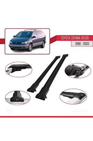 Toyota Sienna (XL10) 1998-2003 Arası ile Uyumlu FLY Model Ara Atkı Tavan Barı SİYAH