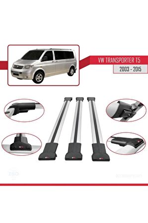 Volkswagen (T5) 2003-2015 Arası ile uyumlu FLY Model Ara Atkı Tavan Barı GRİ 3 ADET BAR