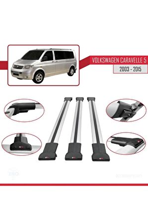 Volkswagen Caravelle (T5) 2003-2015 Arası ile uyumlu FLY Model Ara Atkı Tavan Barı GRİ 3 ADET BAR