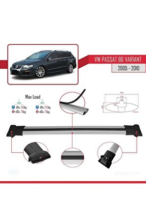 Volkswagen Passat (B6) VARIANT 2005-2010 Arası ile uyumlu FLY Model Ara Atkı Tavan Barı GRİ