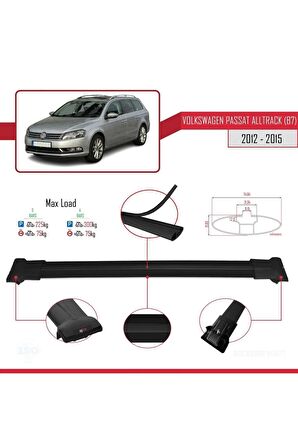 Volkswagen Passat Alltrack (B7) 2012-2015 Arası  FLY Model Ara Atkı Tavan Barı SİYAH 3 ADET BAR