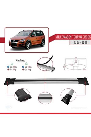 Volkswagen Touran CROSS 2007-2010 Arası ile uyumlu FLY Model Ara Atkı Tavan Barı GRİ