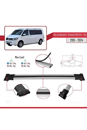 Volkswagen Transporter (T6) 2015 ve Sonrası ile Uyumlu FLY Model Ara Atkı Tavan Barı GRİ