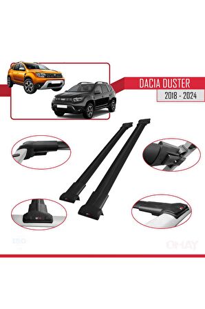 Dacia Duster 2018 ve Sonrası ile uyumlu FLY Model Ara Atkı Tavan Barı SİYAH