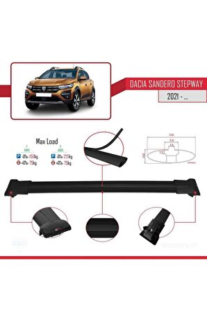 Dacia Sandero STEPWAY 2021 FLY Model Ara Atkı Tavan Barı SİYAH