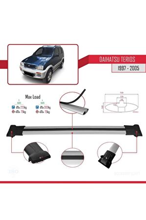 Daihatsu Terios 1997-2005 Arası ile Uyumlu FLY Model Ara Atkı Tavan Barı GRİ 3 ADET BAR