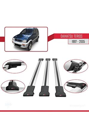 Daihatsu Terios 1997-2005 Arası ile Uyumlu FLY Model Ara Atkı Tavan Barı GRİ 3 ADET BAR