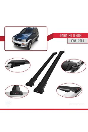 Daihatsu Terios 1997-2005 Arası ile uyumlu FLY Model Ara Atkı Tavan Barı SİYAH