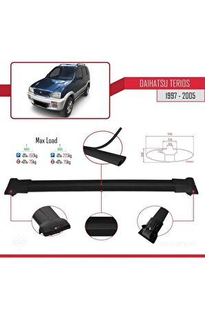 Daihatsu Terios 1997-2005 Arası ile uyumlu FLY Model Ara Atkı Tavan Barı SİYAH