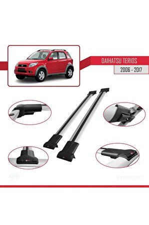 Daihatsu Terios 2006-2017 Arası ile uyumlu FLY Model Ara Atkı Tavan Barı GRİ