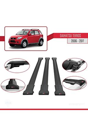 Daihatsu Terios 2006-2017 Arası ile Uyumlu FLY Model Ara Atkı Tavan Barı SİYAH 3 ADET BAR