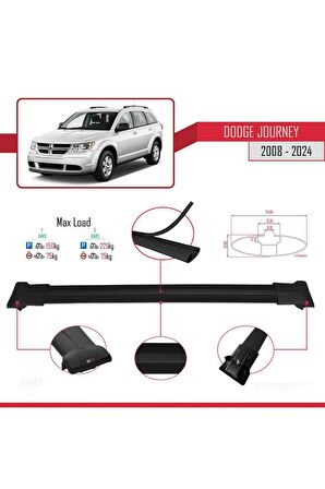 Dodge Journey 2008 ve Sonrası ile Uyumlu FLY Model Ara Atkı Tavan Barı SİYAH