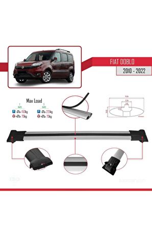 Fiat Doblo 2010-2022 Arası ile uyumlu FLY Model Ara Atkı Tavan Barı GRİ