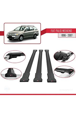 Fiat Palio WEEKEND 1996-2007 Arası ile Uyumlu FLY Model Ara Atkı Tavan Barı SİYAH 3 ADET BAR