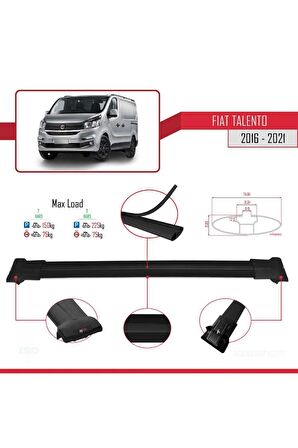 Fiat Talento 2016-2021 Arası ile Uyumlu FLY Model Ara Atkı Tavan Barı SİYAH