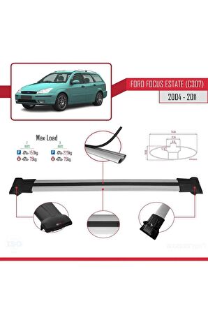 Ford Focus Estate (C307) 2004-2011 Arası ile Uyumlu FLY Model Ara Atkı Tavan Barı GRİ
