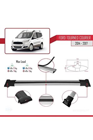 Ford Tourneo Courier 2014-2017 Arası ile uyumlu FLY Model Ara Atkı Tavan Barı GRİ 4 ADET BAR