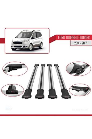 Ford Tourneo Courier 2014-2017 Arası ile uyumlu FLY Model Ara Atkı Tavan Barı GRİ 4 ADET BAR