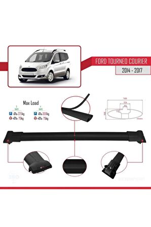 Ford Tourneo Courier 2014-2017 Arası ile uyumlu FLY Model Ara Atkı Tavan Barı SİYAH 3 ADET BAR