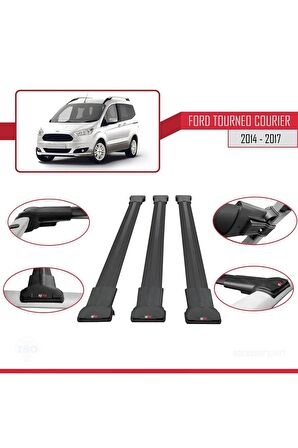 Ford Tourneo Courier 2014-2017 Arası ile uyumlu FLY Model Ara Atkı Tavan Barı SİYAH 3 ADET BAR