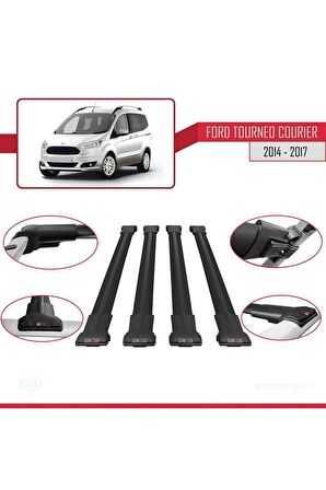 Ford Tourneo Courier 2014-2017 Arası ile uyumlu FLY Model Ara Atkı Tavan Barı SİYAH 4 ADET BAR