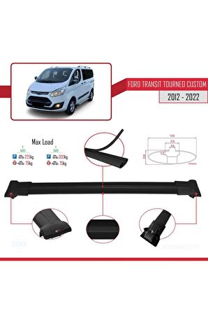 Ford Transit Tourneo - Custom 2012-2023 Arası  FLY Model Ara Atkı Tavan Barı SİYAH 3 ADET BAR