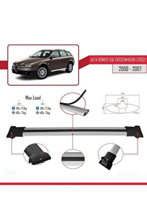 Alfa Romeo 156 Crosswagon (T932) 2000-2007 Arası ile Uyumlu FLY Model Ara Atkı Tavan Barı GRİ