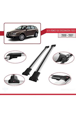 Alfa Romeo 156 Crosswagon (T932) 2000-2007 Arası ile Uyumlu FLY Model Ara Atkı Tavan Barı GRİ