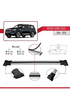 Infiniti QX80 Z62 2014-2023 Arası ile Uyumlu FLY Model Ara Atkı Tavan Barı GRİ