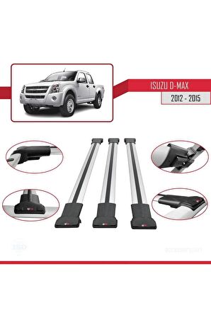 Isuzu D-Max 2012-2015 Arası ile uyumlu FLY Model Ara Atkı Tavan Barı GRİ 3 ADET BAR