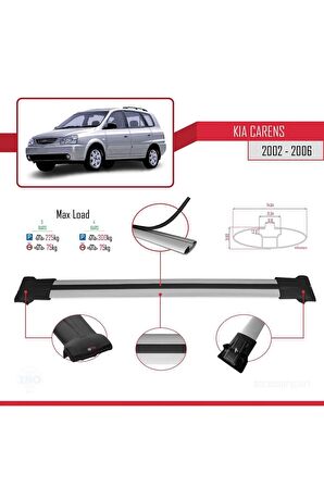 Kia Carens 2002-2006 Arası ile Uyumlu FLY Model Ara Atkı Tavan Barı GRİ 3 ADET BAR