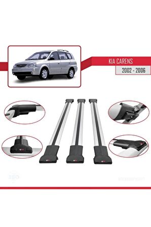 Kia Carens 2002-2006 Arası ile Uyumlu FLY Model Ara Atkı Tavan Barı GRİ 3 ADET BAR